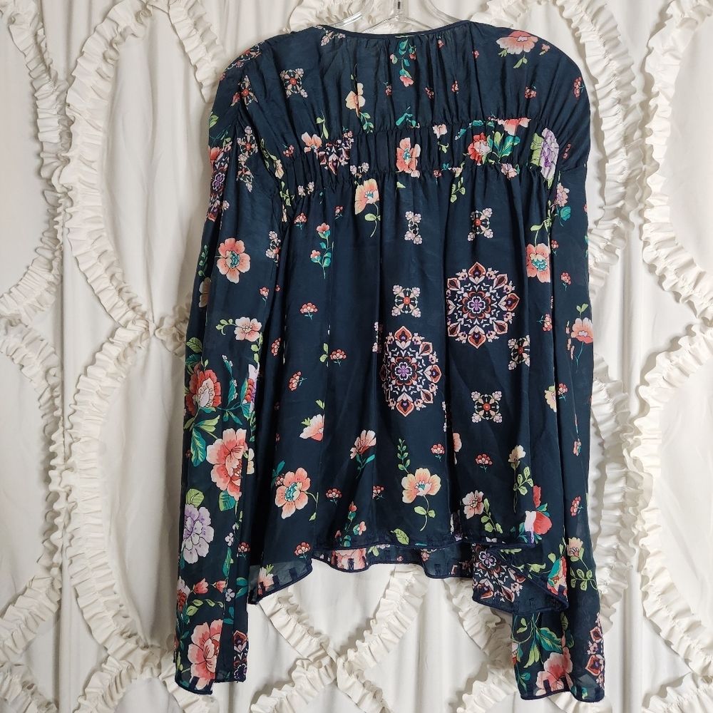 Johnny Was Harley Floral Boho Chic Long Sleeve Top Colorful Tassels Sz XS - Picture 6 of 8